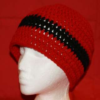 HAND CROCHETED ZAC BROWN STYLE SKULL CAP BEANIE  FALCONS COLORS  