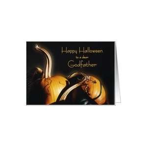 Happy Halloween godfather, Orange pumpkins in basket with shadows and 