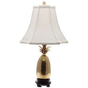    Tropic Pineapple Brass and White Table Lamp