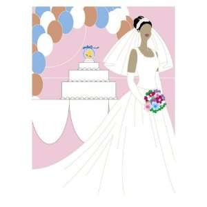 Bride Posing in Front of a Wedding Cake, Grouped Elements Giclee 