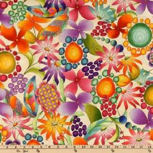   Floral Garden Whimsy Cream Fabric By The Yard Arts, Crafts & Sewing