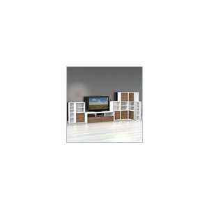   Piece Entertainment Center in White and Walnut